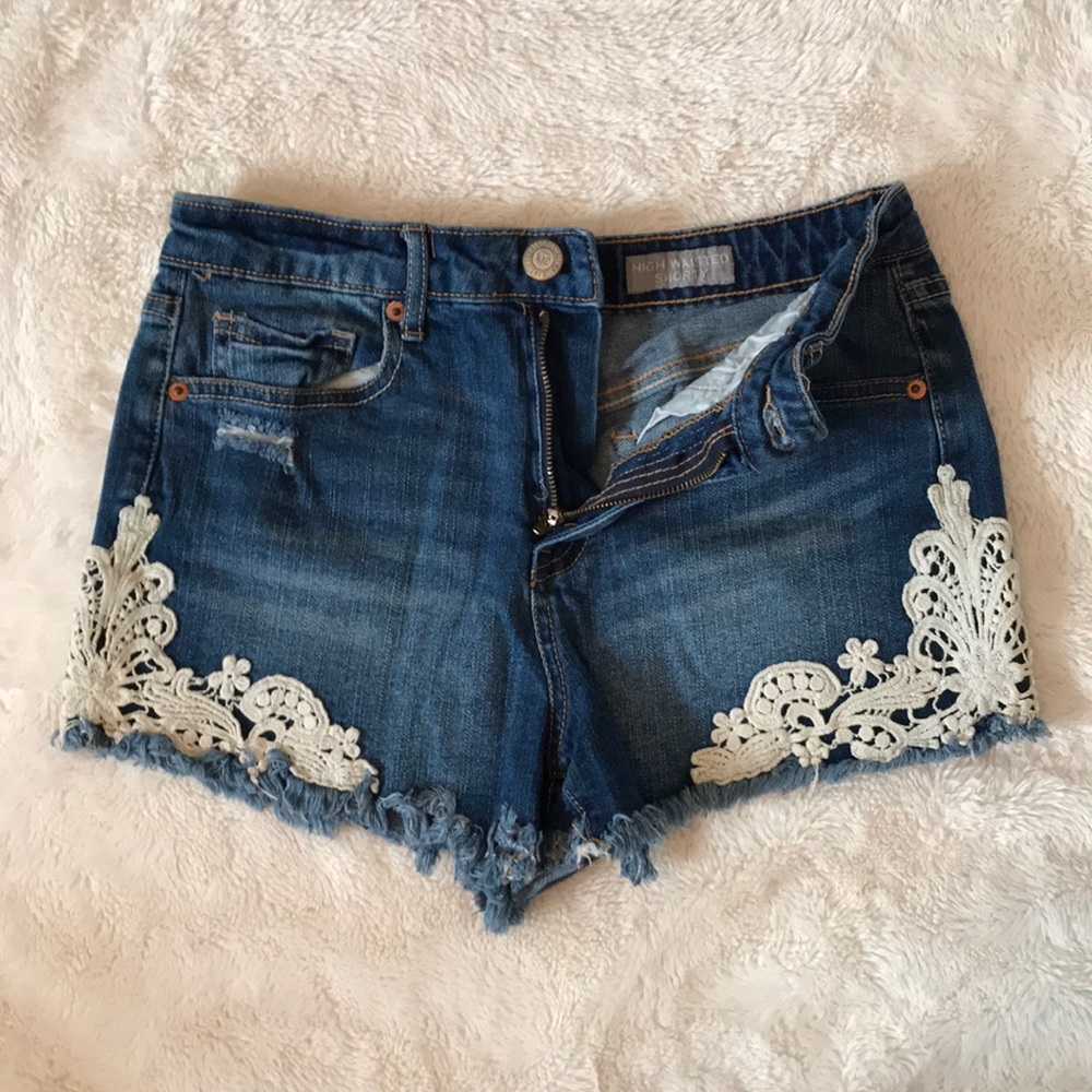 Aeropostale Lace Jean Cutoff Shorts